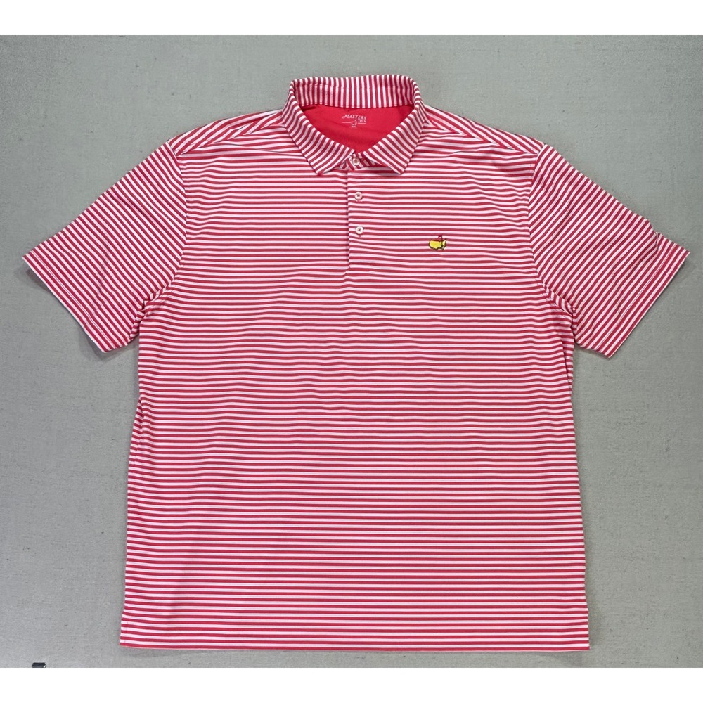 Masters Tech Mens XXL Red White Striped Golf Polo Short Sleeve Shirt